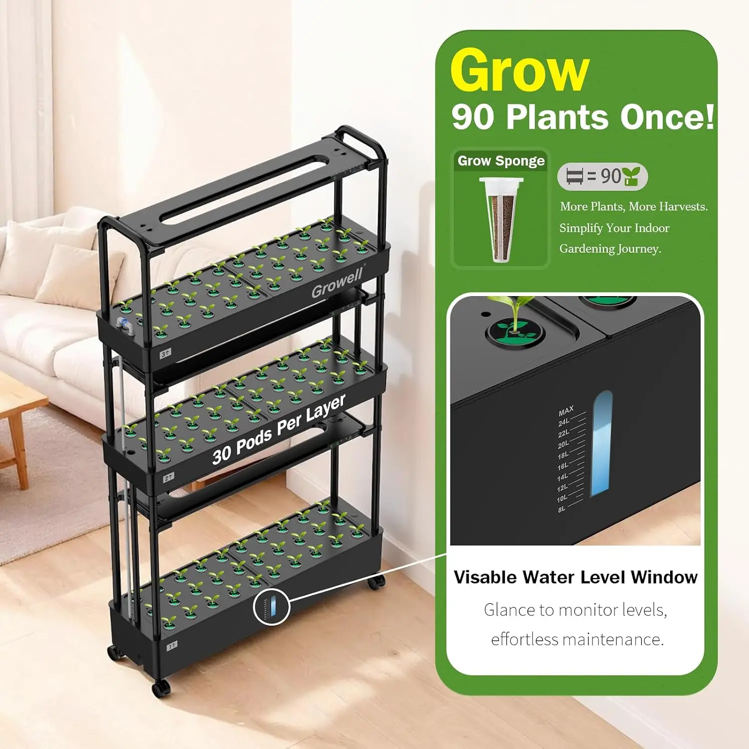 대형 수경재배 시스템 키트, 90개의 화분이 있는 수직 - Indoor Garden Kit 리뷰 및 가격